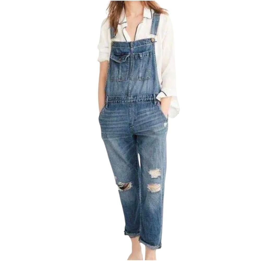 Abercrombie & Fitch Ripped Denim Jean Overalls Size XS